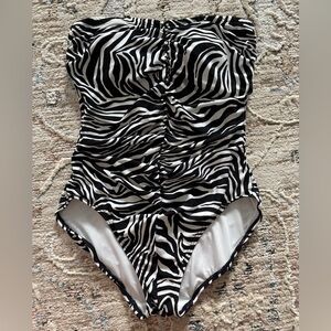 Gabar Swimsuit Women‎ 8 Black White Zebra One Piece Bathing Suit 80s 90s Vintage